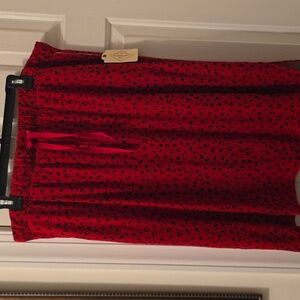 ST. JOHN'S BAY WOMEN'S RED AND BLACK FLORAL ELASTIC WAISTBAND SKIRT SIZE PXL